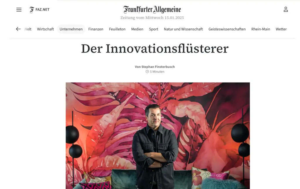 Serhan Ili on the magazine FAZ talking about innovation